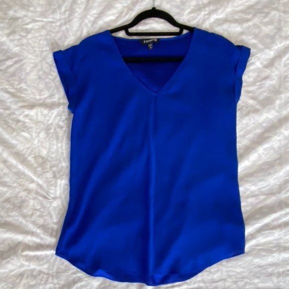 Express Tops - Express Chiffon Blouse- Blue